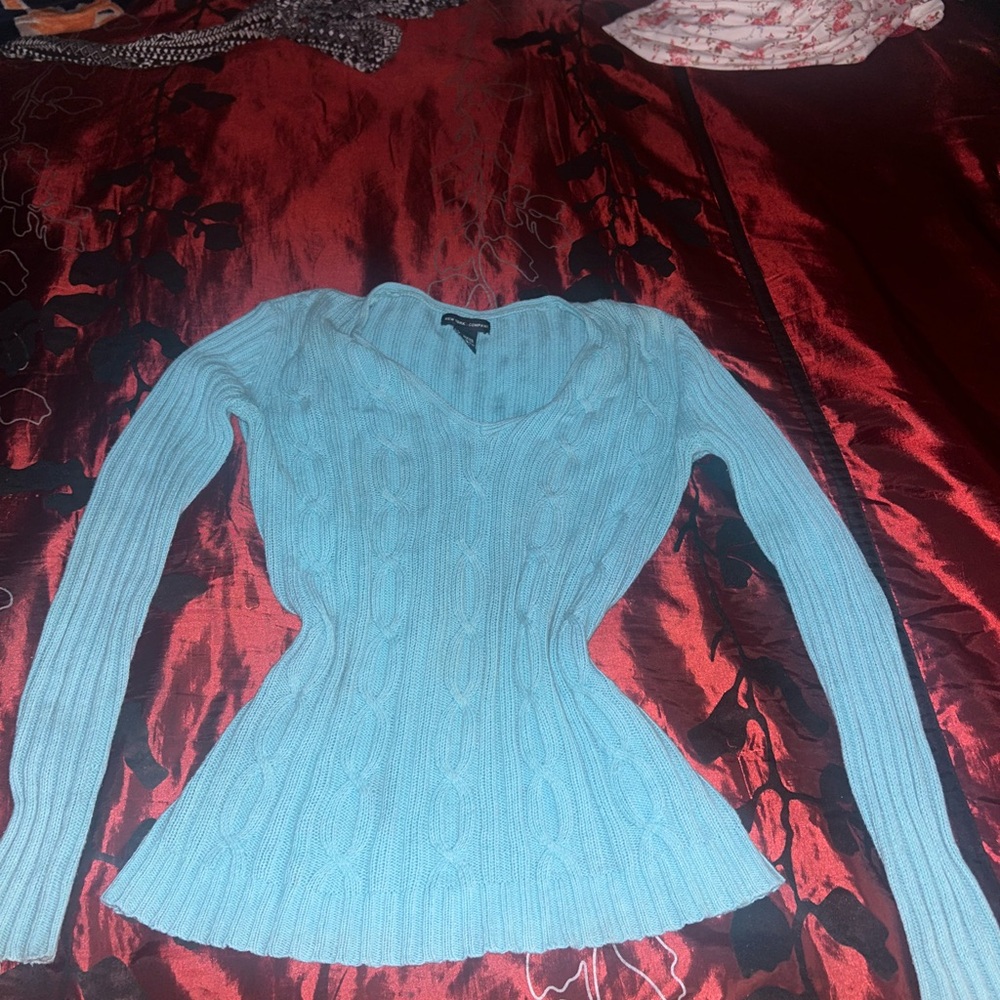 Women's Blue Cable Knit Sweater